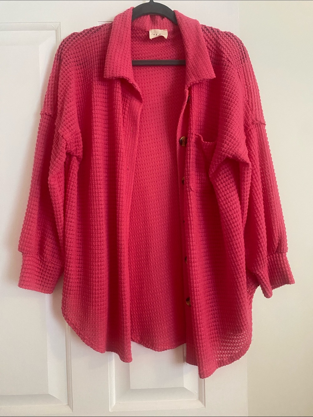 1.4.3. Story by Line Up Hot Pink Waffle Button-Front Shirt Jacket